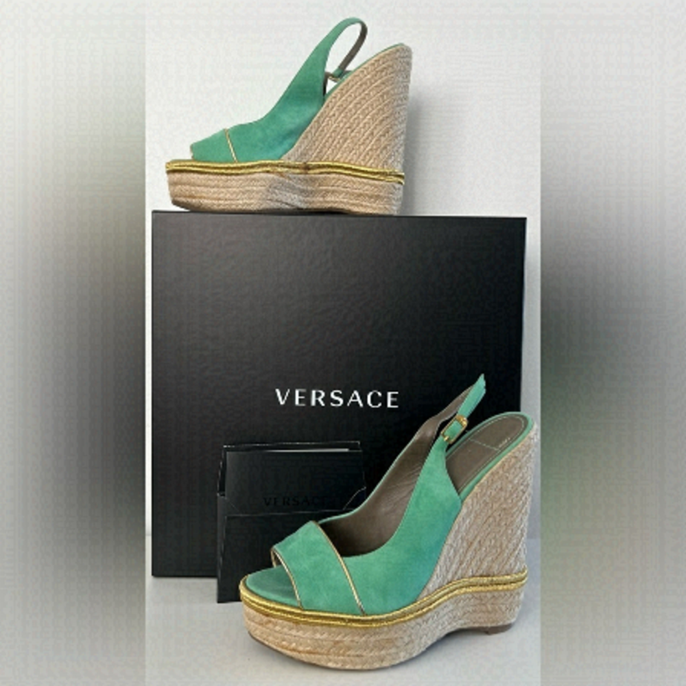 Versace medusa suede espadrille platform